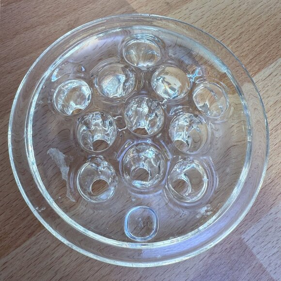 Vintage Glass Floral Frog Clear 3.5" for Flower Arranging 11 Hole Sections - Picture 2 of 5